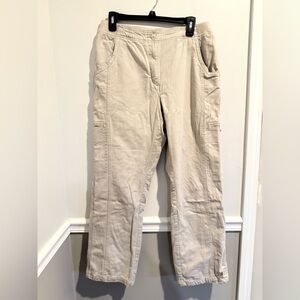 LL Bean Pants Tan Khaki Cargo Flannel Lined Outdoor Hiking Baggy Y2K Size 12 Reg